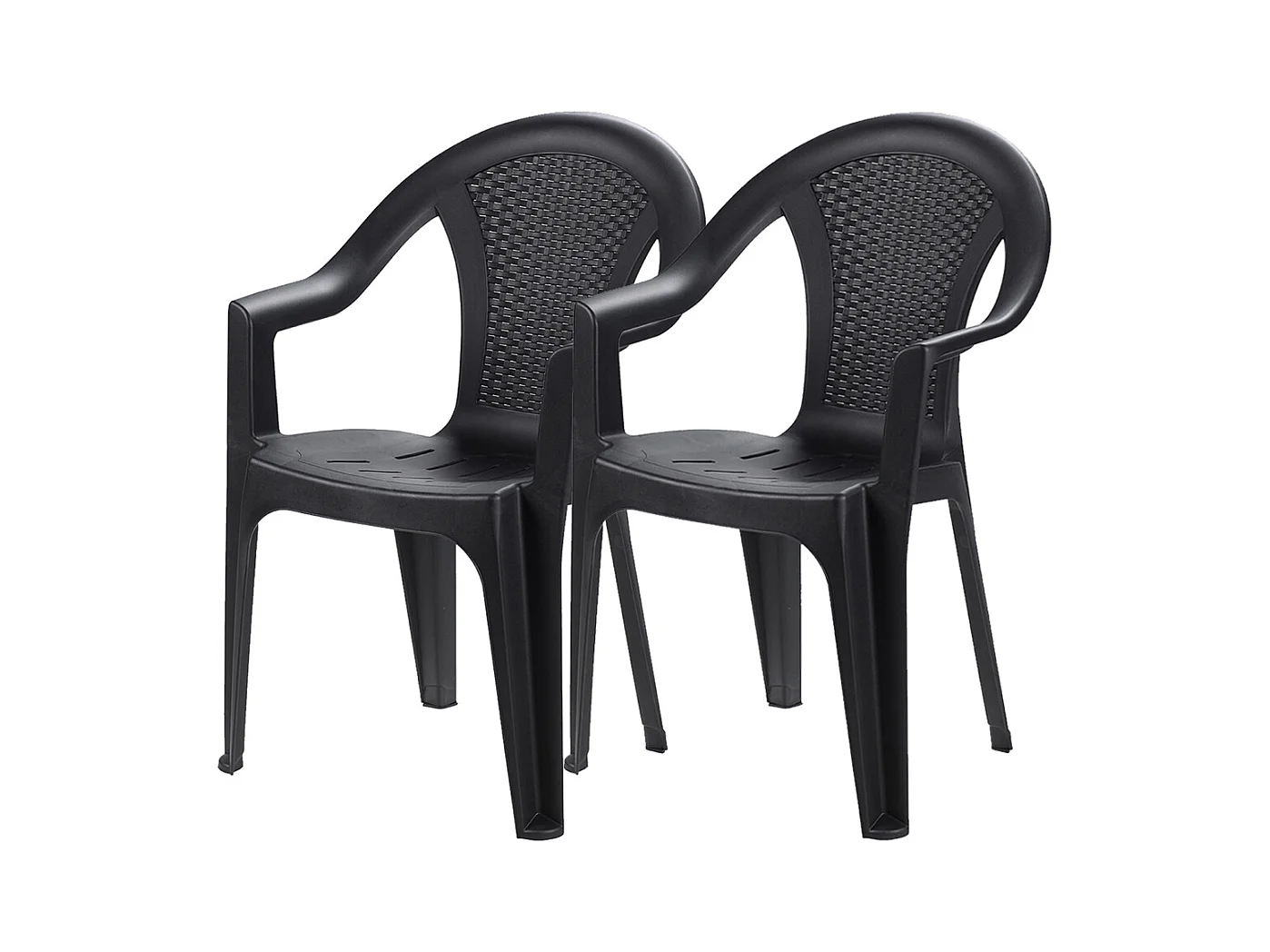 Lot de 2 chaise de jardin empilable à dossier haut en polypropylène, résistant aux UV - Longueur 60 x Profondeur 55 x Hauteur 81 cm -JUANIO-