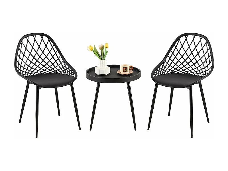 Ensemble table et chaises de salle à manger en métal - Noir