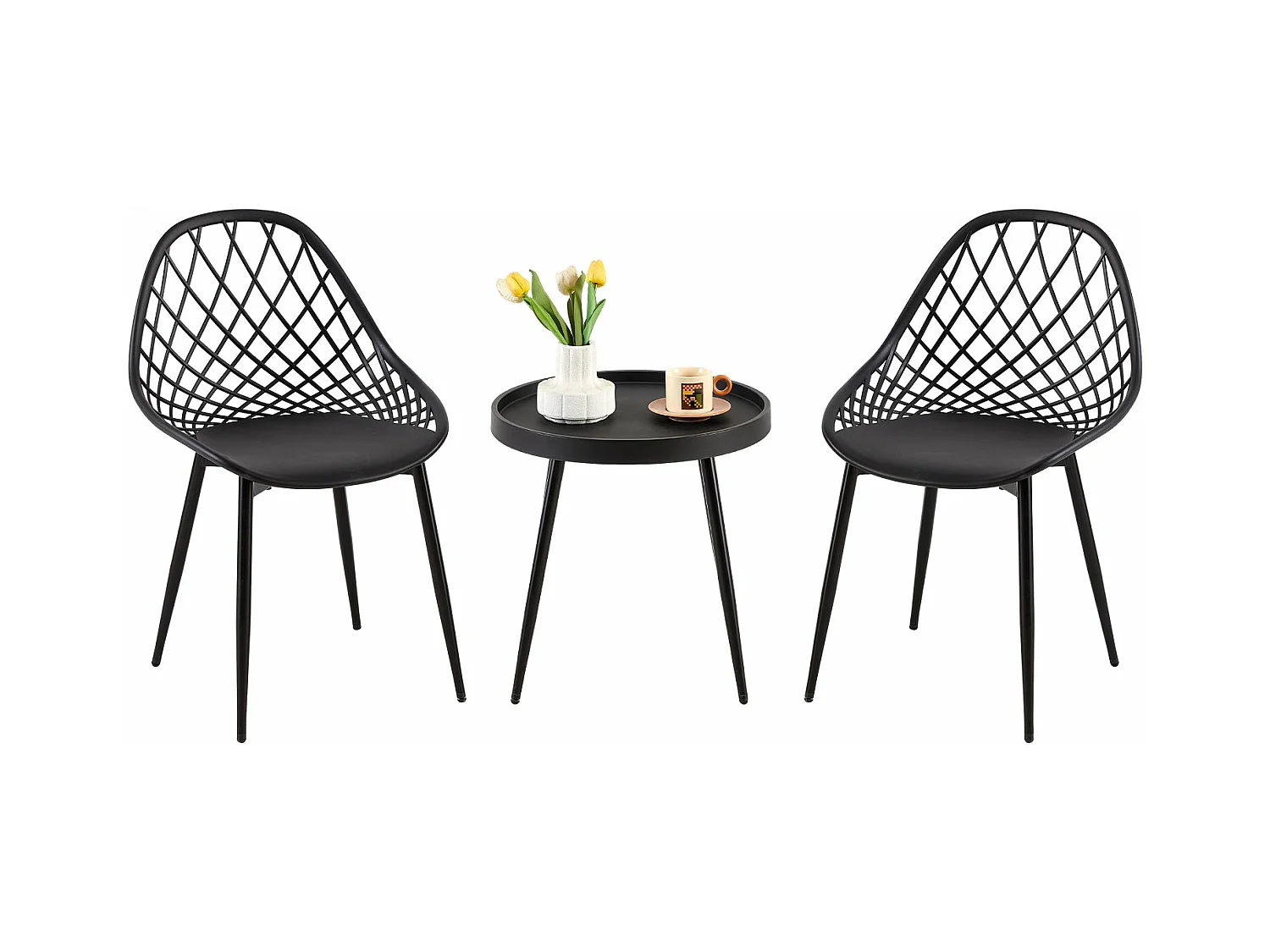 Ensemble table et chaises de salle à manger en métal - Noir