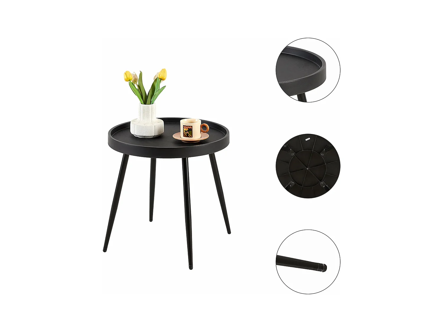 Ensemble table et chaises de salle à manger en métal - Noir