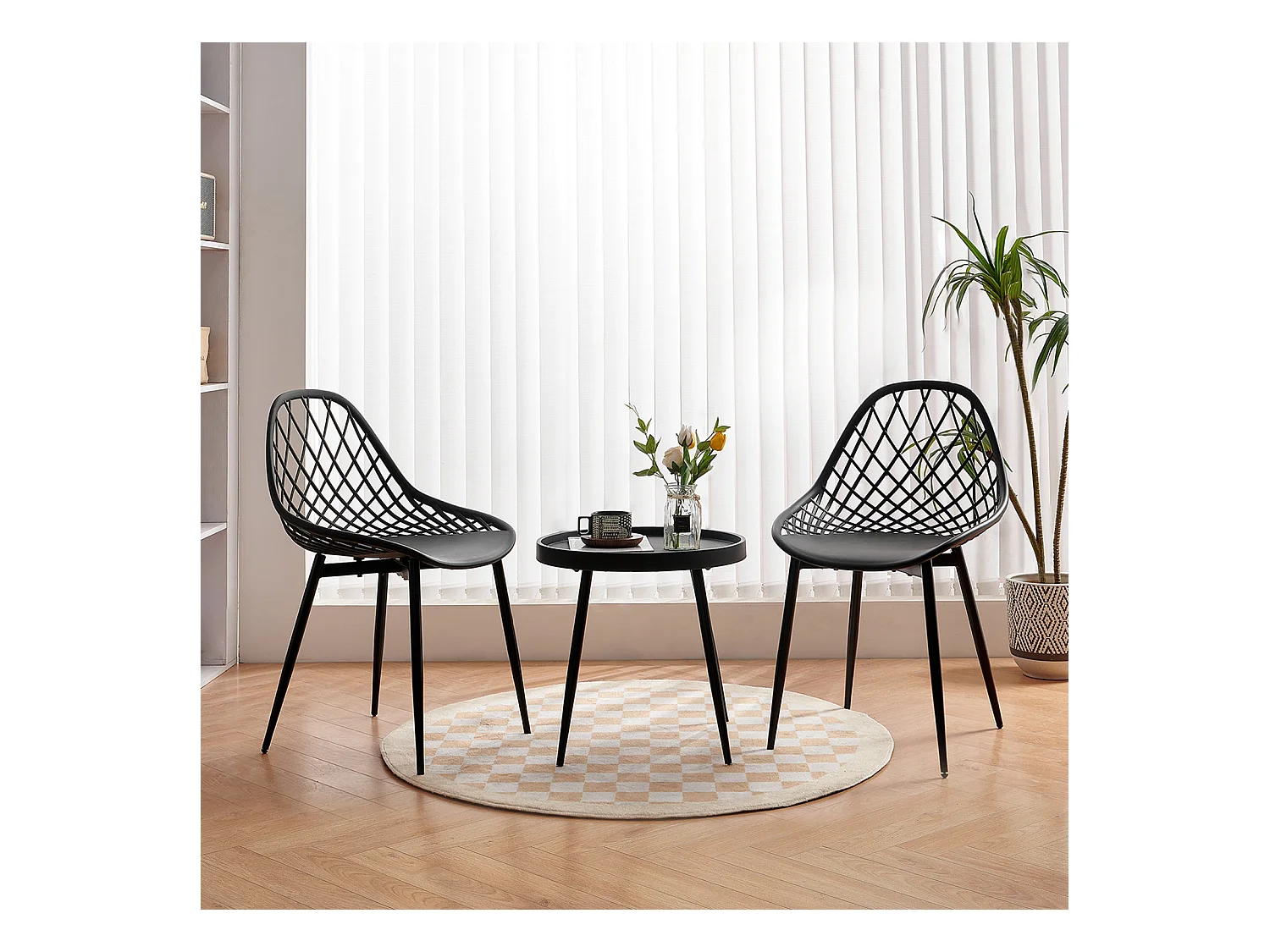 Ensemble table et chaises de salle à manger en métal - Noir