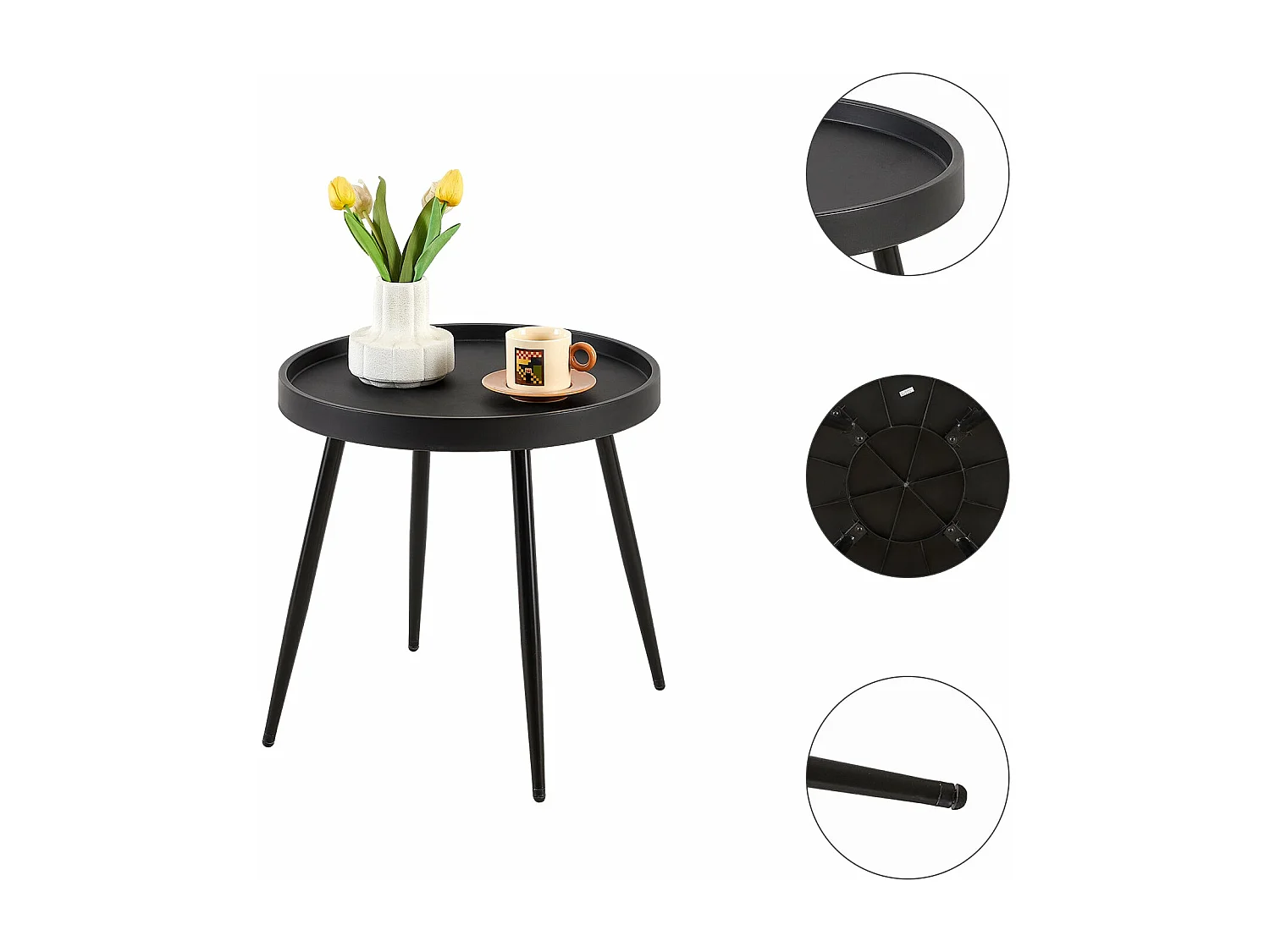 Ensemble table et chaises de salle à manger en métal - Noir