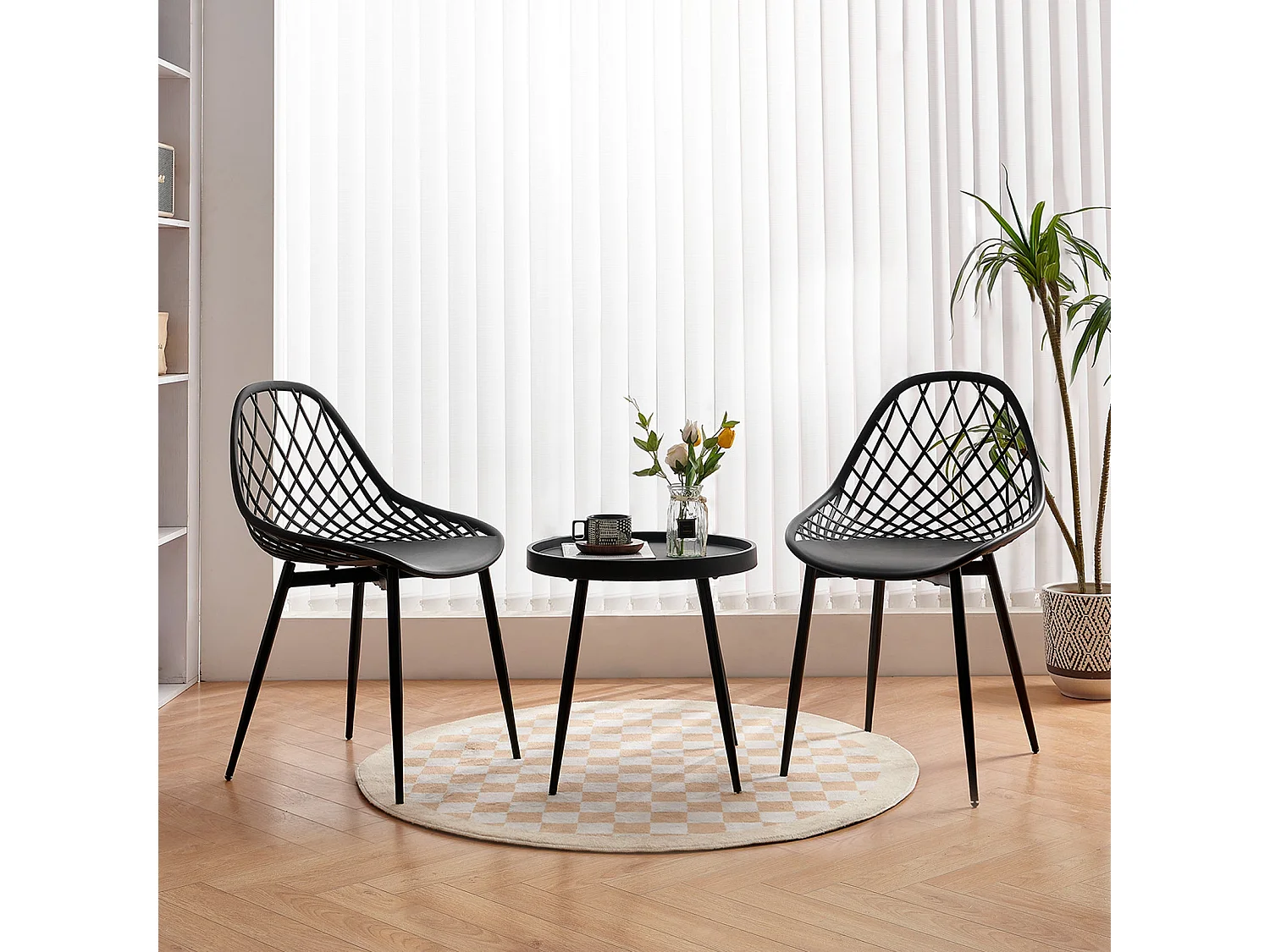 Ensemble table et chaises de salle à manger en métal - Noir