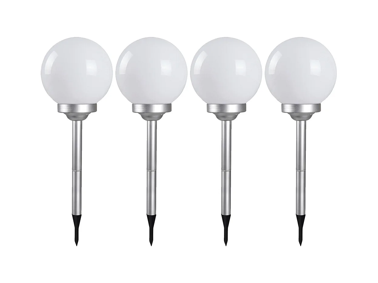 Lot de 4 boule lumineuse solaire pour jardin, lampe LED de jardin, borne solaire, éclairage solaire d'extérieur - Diamètre 20 x Hauteur 53 cm -JUANIO-