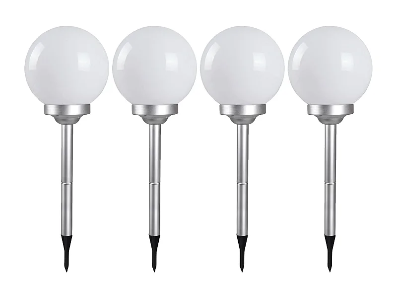 Lot de 4 boule lumineuse solaire pour jardin, lampe LED de jardin, borne solaire, éclairage solaire d'extérieur - Diamètre 20 x Hauteur 53 cm -JUANIO-