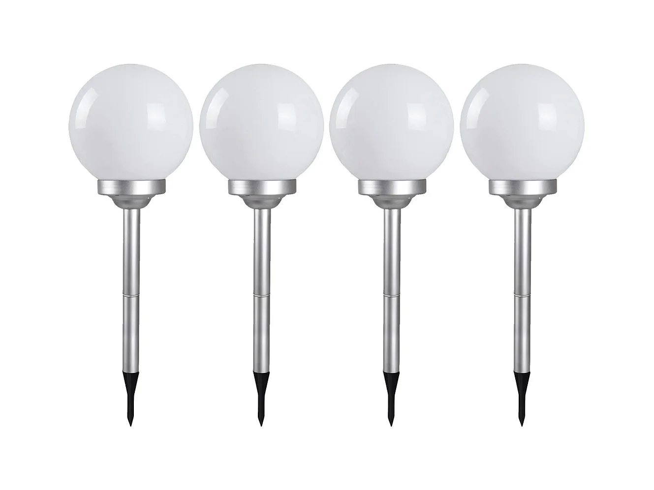 Lot de 4 boule lumineuse solaire pour jardin, lampe LED de jardin, borne solaire, éclairage solaire d'extérieur - Diamètre 15 x Hauteur 52 cm -JUANIO-