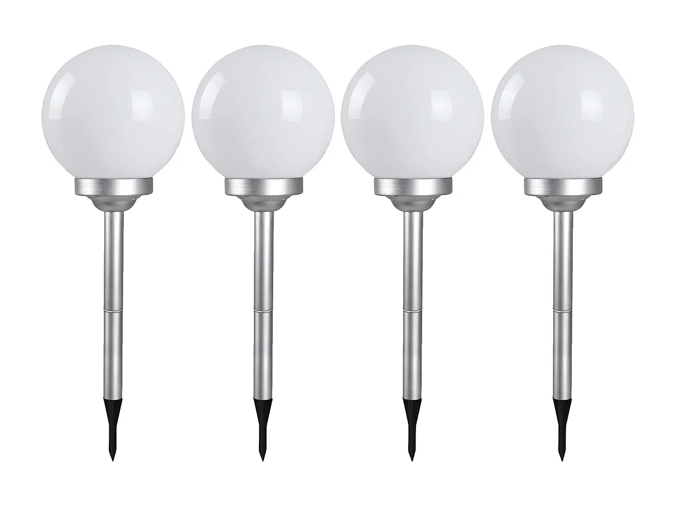 Lot de 4 boule lumineuse solaire pour jardin, lampe LED de jardin, borne solaire, éclairage solaire d'extérieur - Diamètre 15 x Hauteur 52 cm -JUANIO-