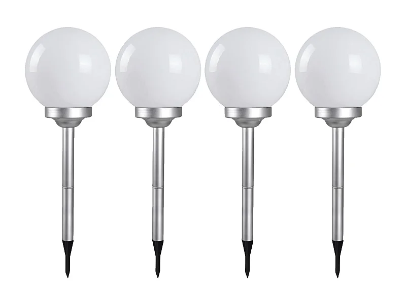 Lot de 4 boule lumineuse solaire pour jardin, lampe LED de jardin, borne solaire, éclairage solaire d'extérieur - Diamètre 15 x Hauteur 52 cm -JUANIO-