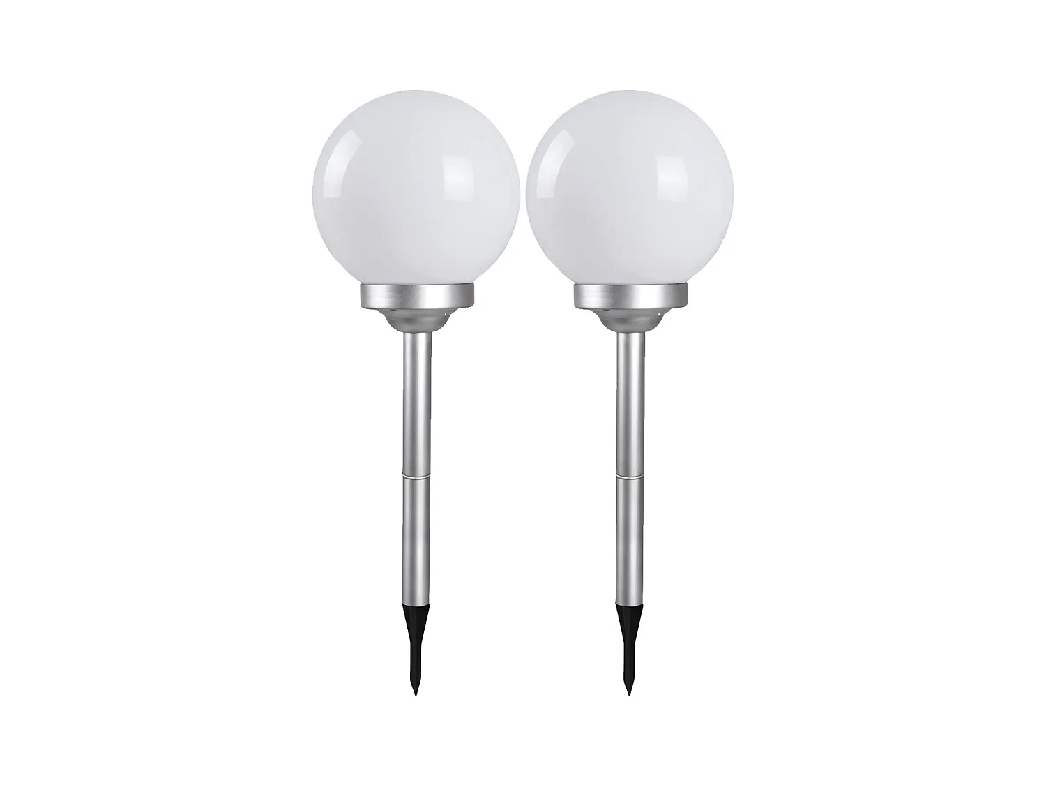 Lot de 2 boule lumineuse solaire pour jardin, lampe LED de jardin, borne solaire, éclairage solaire d'extérieur - Diamètre 20 x Hauteur 53 cm -JUANIO-