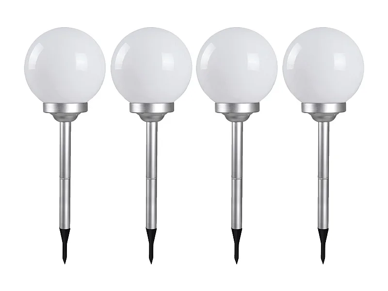 Lot de 4 Boule lumineuse solaire pour jardin, lampe LED de jardin, borne solaire, éclairage solaire d'extérieur - Diamètre 25 x Hauteur 67 cm -JUANIO-