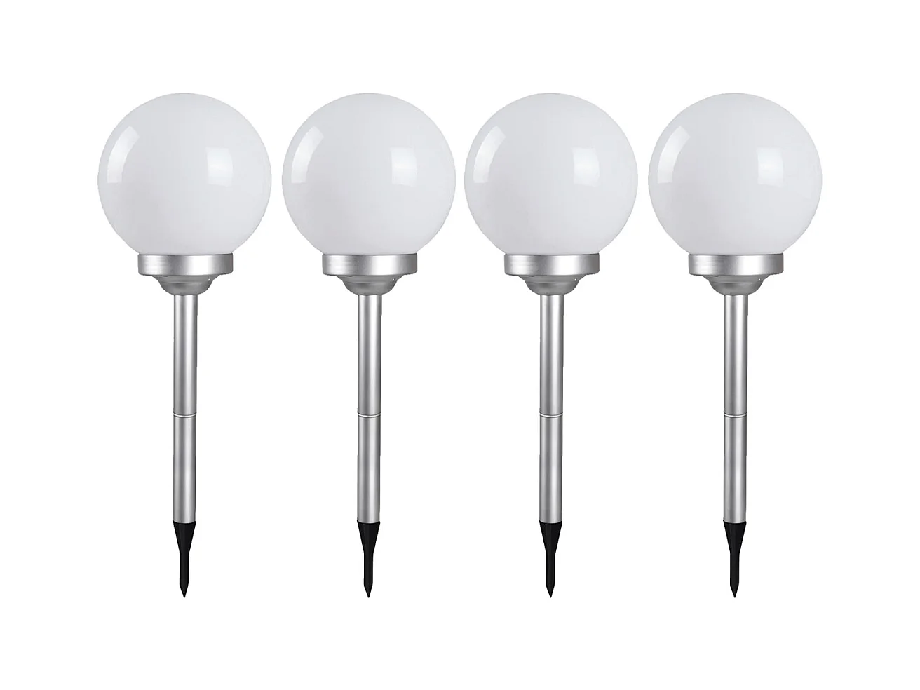 Lot de 4 Boule lumineuse solaire pour jardin, lampe LED de jardin, borne solaire, éclairage solaire d'extérieur - Diamètre 25 x Hauteur 67 cm -JUANIO-