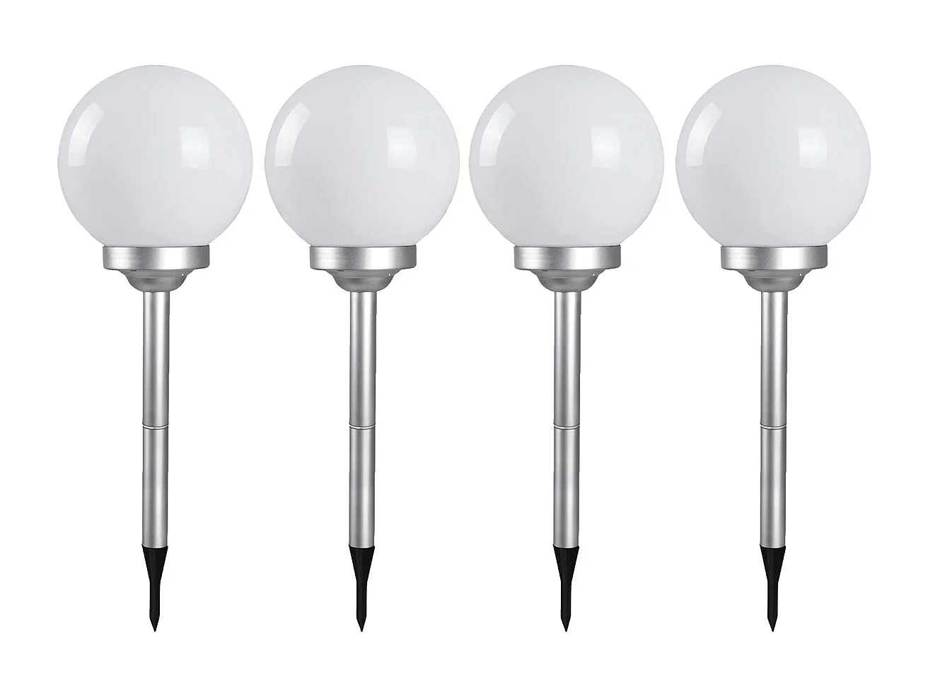 Lot de 4 Boule lumineuse solaire pour jardin, lampe LED de jardin, borne solaire, éclairage solaire d'extérieur - Diamètre 25 x Hauteur 67 cm -JUANIO-