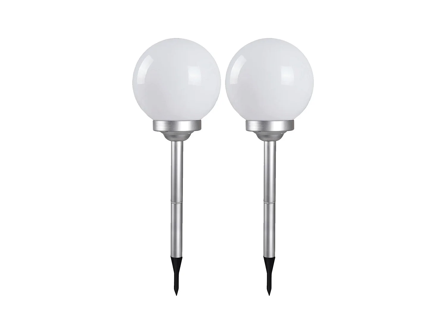 Lot de 2 boule lumineuse solaire pour jardin, lampe LED de jardin, borne solaire, éclairage solaire d'extérieur - Diamètre 15 x Hauteur 52 cm -JUANIO-