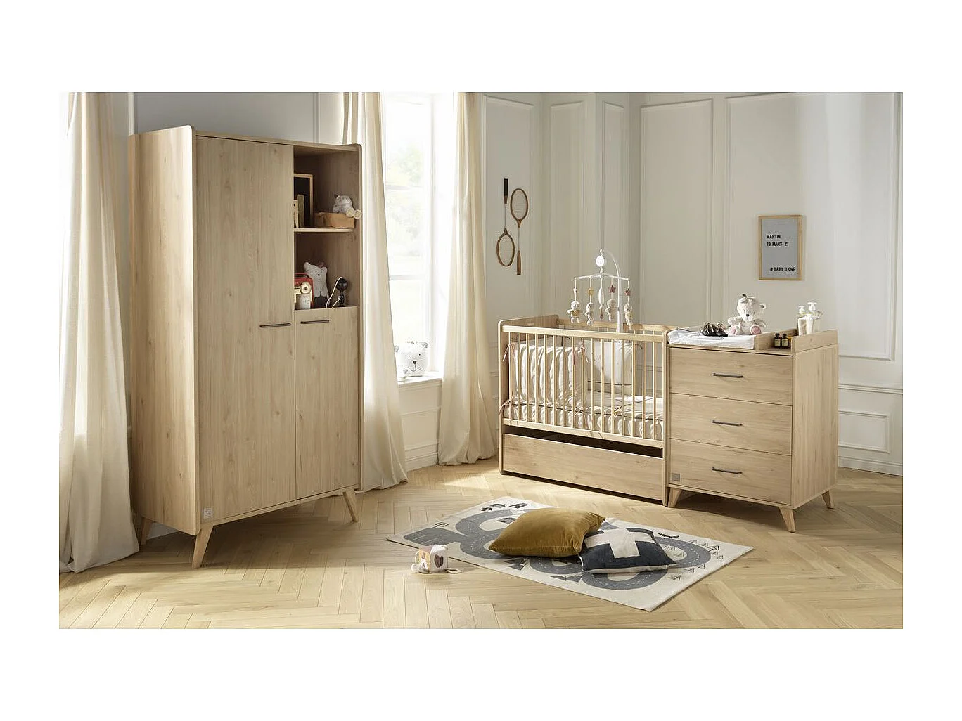 Cama combinada de 120x60, convertible en Arty de 90x190 con colchón