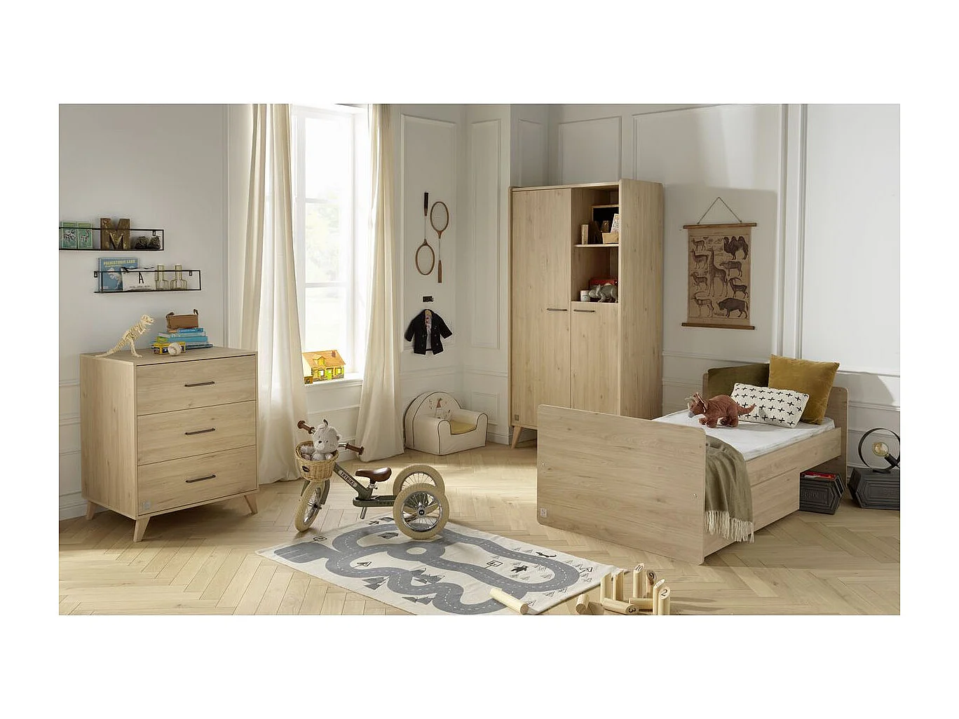 Cama combinada de 120x60, convertible en Arty de 90x190 con colchón