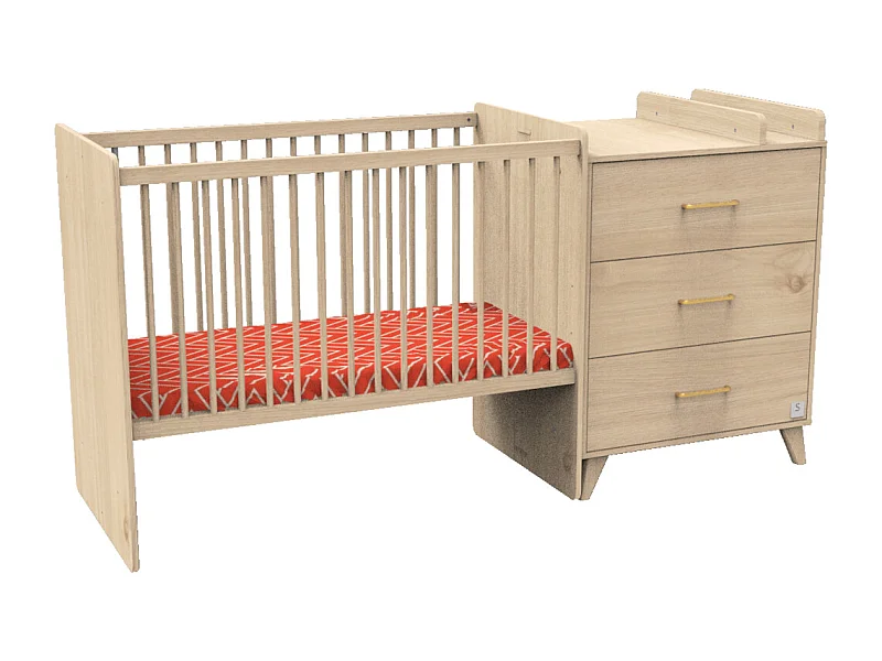 Lit combiné 120x60 évolutif en 90x190 Arty avec matelas ARTY - Sauthon