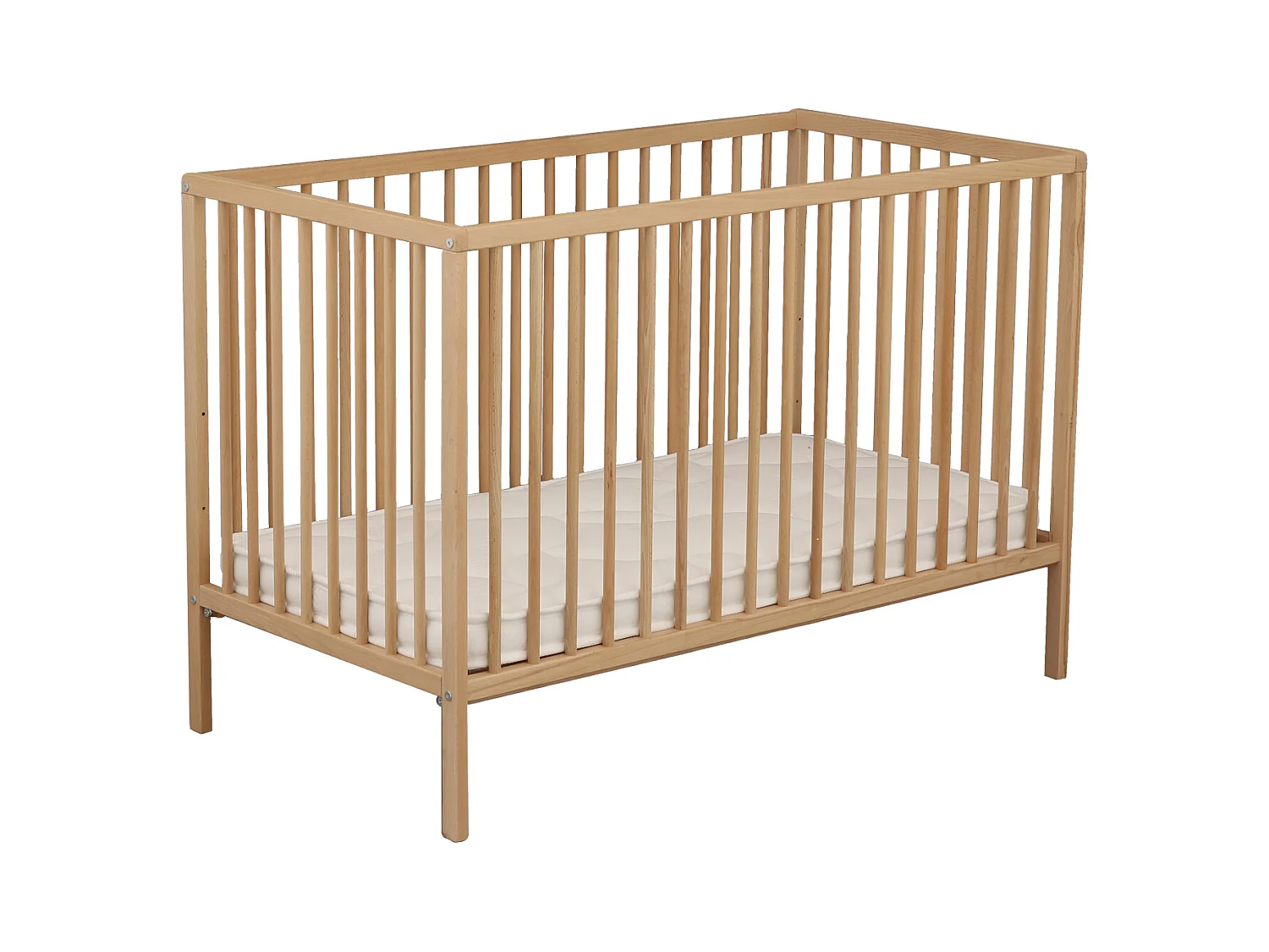 Lettino in legno con doghe con materasso 120x60