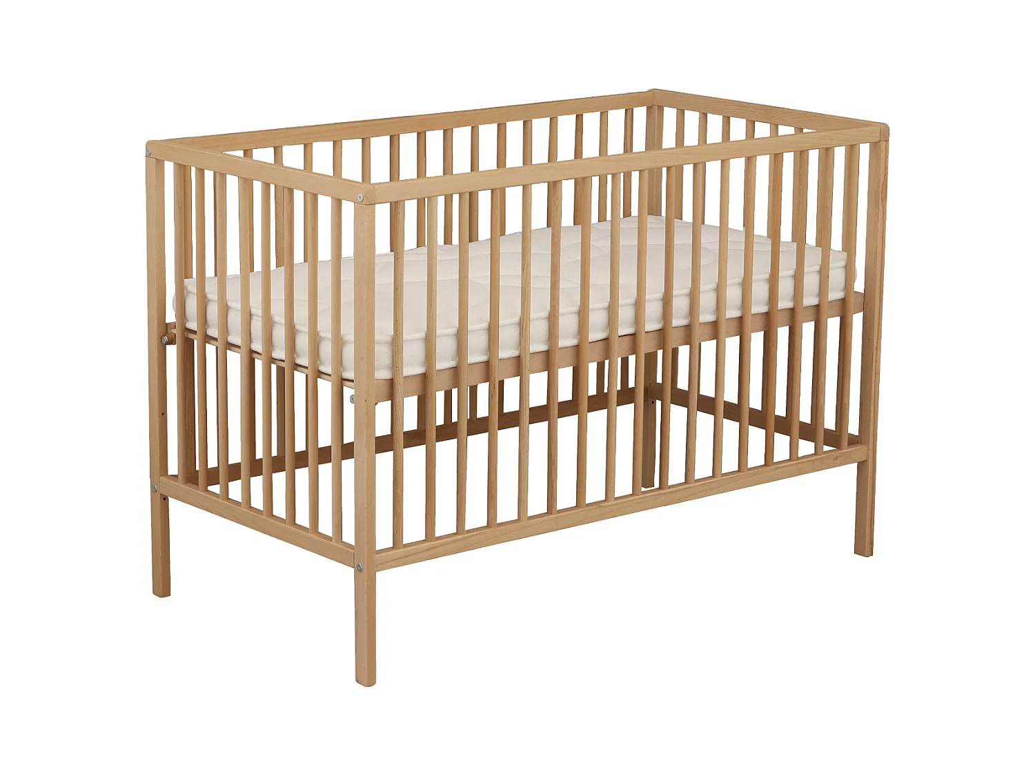 Lettino in legno con doghe con materasso 120x60