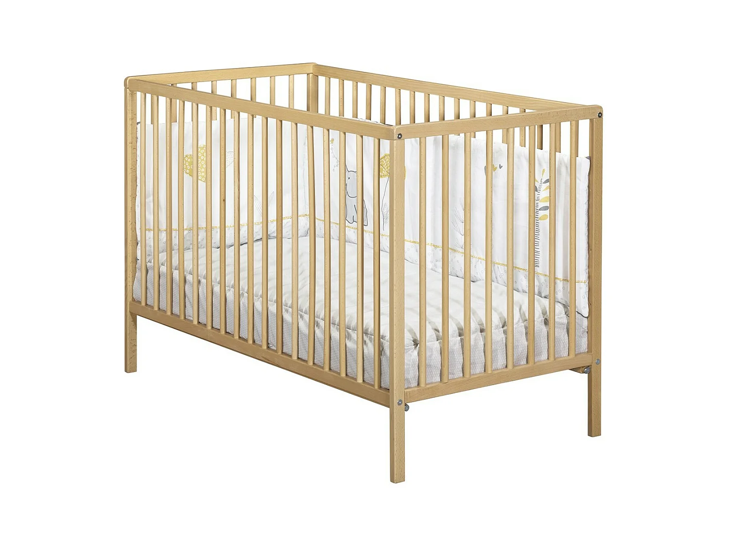 Lettino in legno con doghe con materasso 120x60