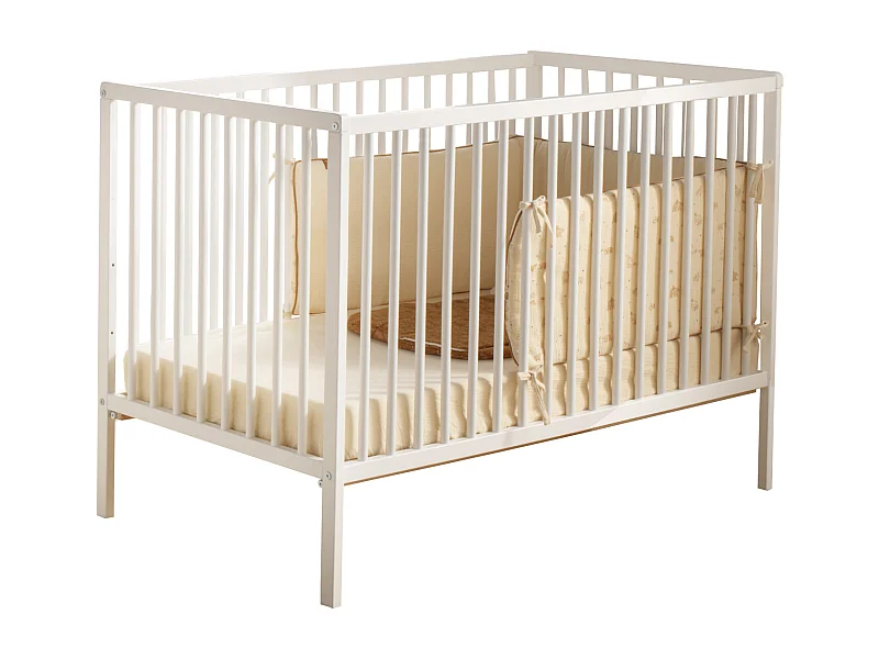 Lit bébé tout barreaux en bois matelas inclus FIRST - BabyPrice