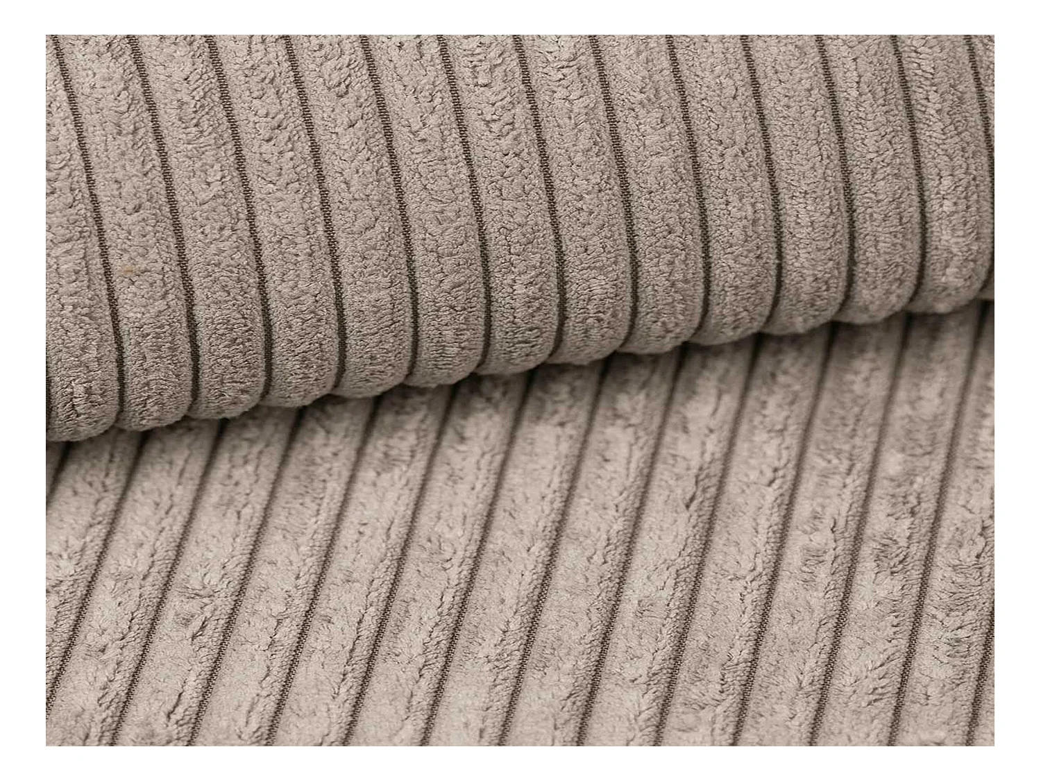 Canapé d'angle GOYA convertible réversible 244 cm coffre de rangement tissu velours côtelé taupe