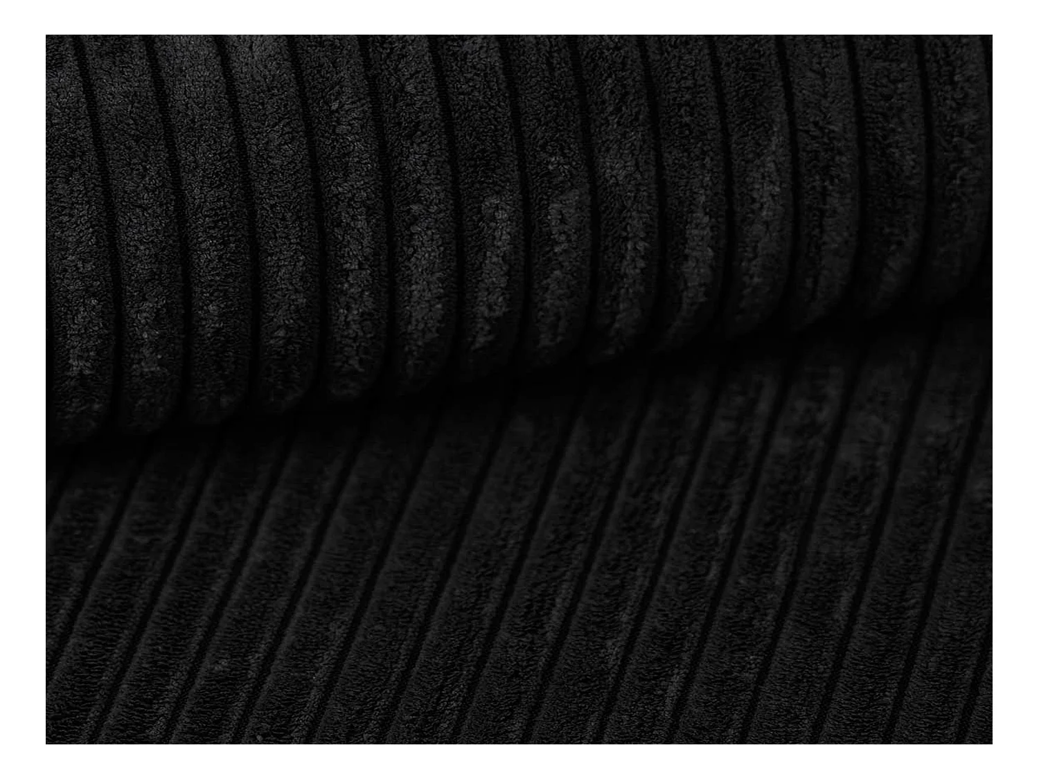 Canapé d'angle GOYA convertible réversible 244 cm coffre de rangement tissu velours côtelé noir