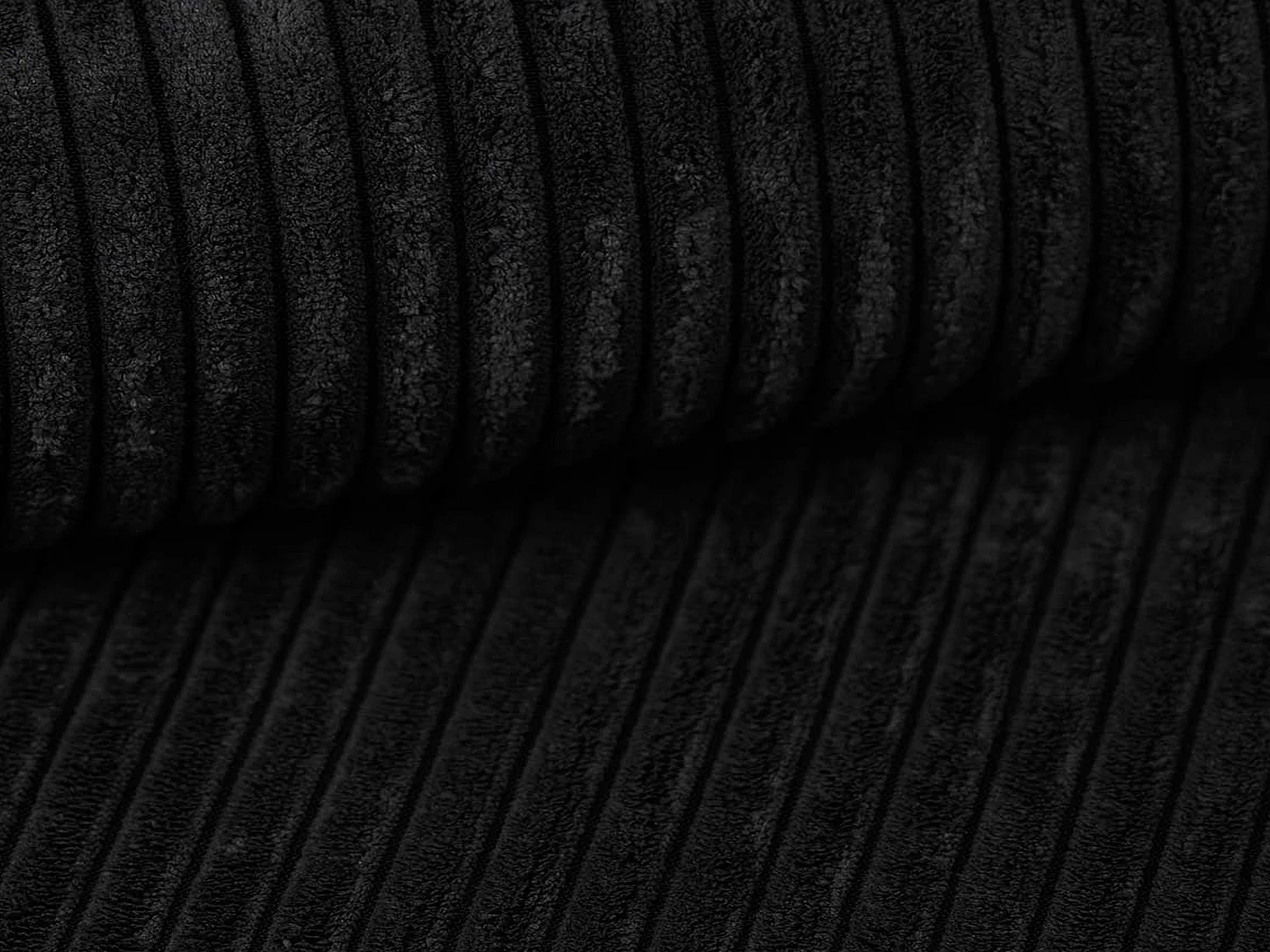 Canapé d'angle GOYA convertible réversible 244 cm coffre de rangement tissu velours côtelé noir