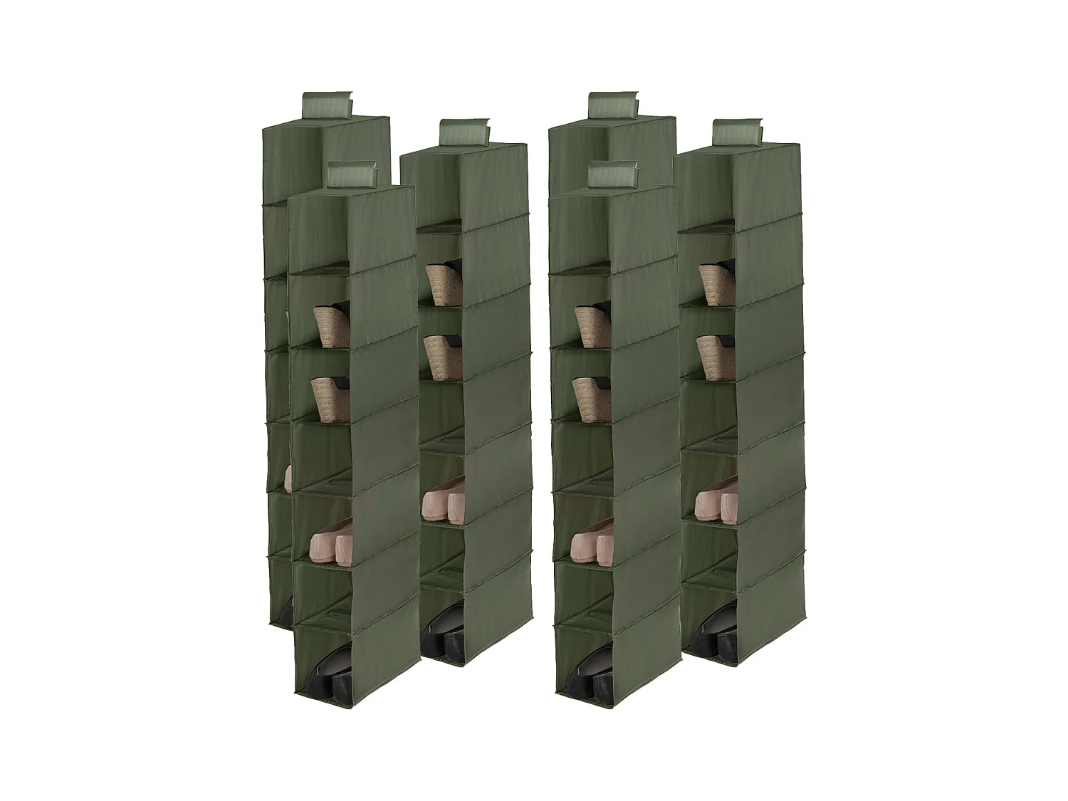 Lot de 6 étagère souple à suspendre, organisateur suspendu de placard, rangement avec 7 compartiments - Longueur 30 x Profondeur 15 x Hauteur 105 cm