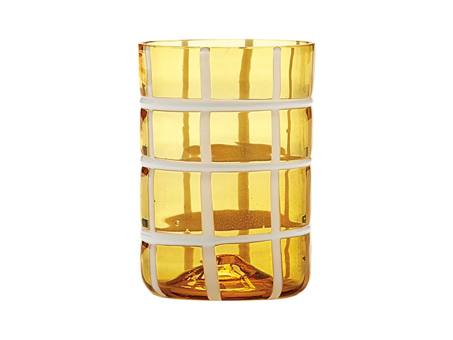 Zafferano Twiddle - Lot de 6 verres en verre soufflé ambré, 35 cl - Verres faits main avec décoration blanche, lavables au lave-vaisselle
