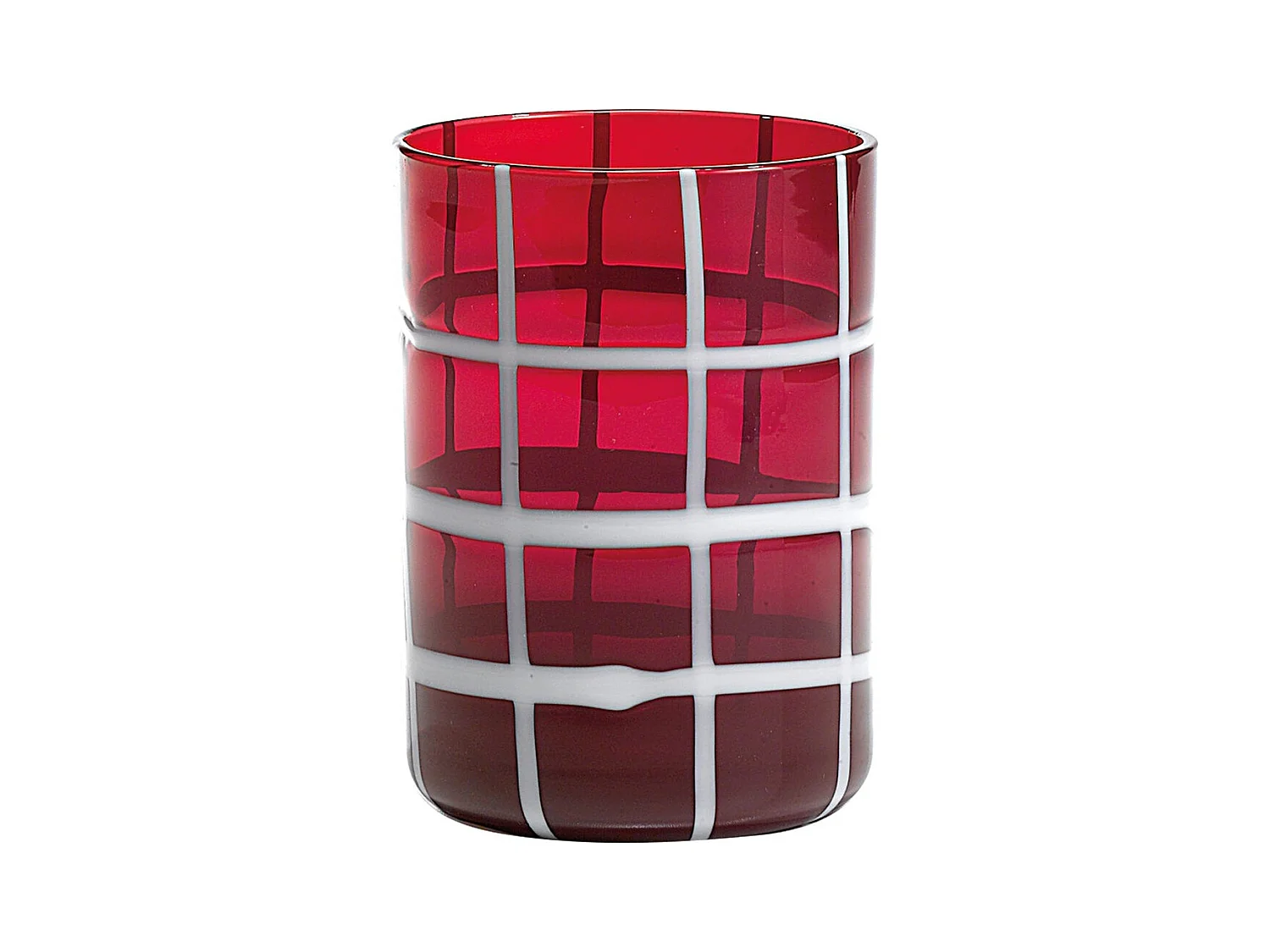 Zafferano Twiddle - Lot de 6 verres en verre soufflé rouge, 35 cl - Verres faits main avec décoration blanche, lavables au lave-vaisselle