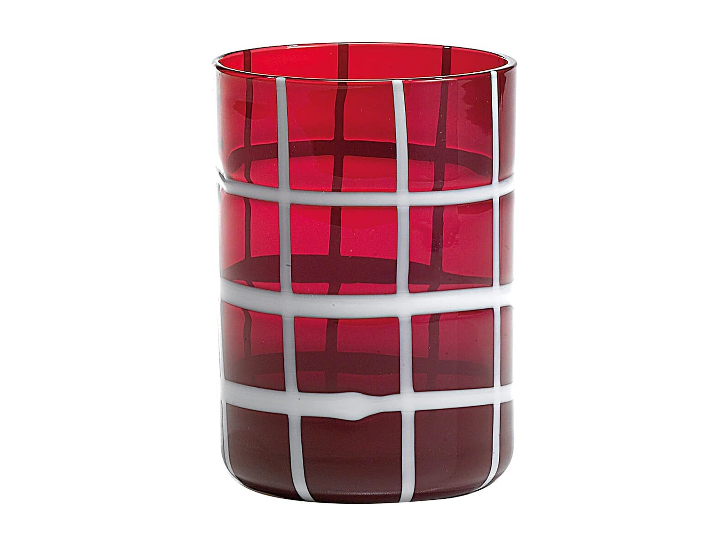 Zafferano Twiddle - Lot de 6 verres en verre soufflé rouge, 35 cl - Verres faits main avec décoration blanche, lavables au lave-vaisselle