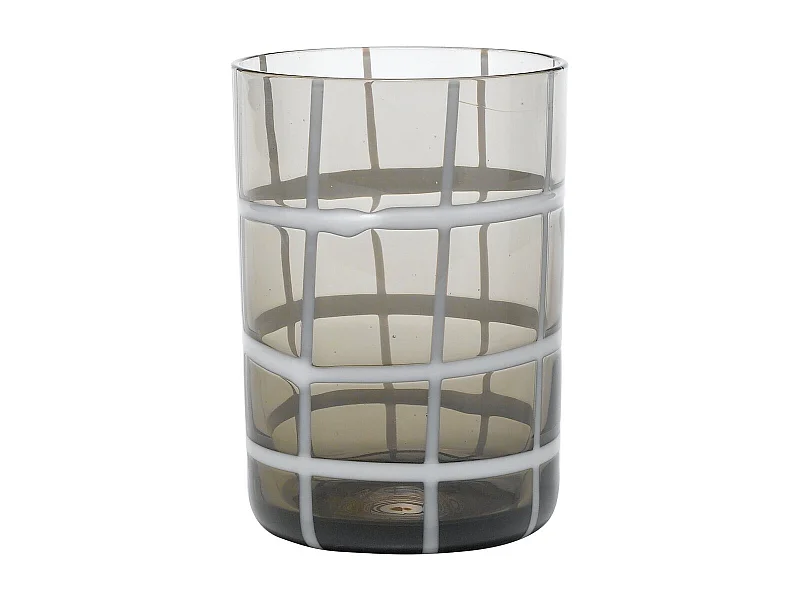 Zafferano Twiddle - Lot de 6 verres en verre soufflé gris, 35 cl - Verres faits main avec décoration blanche, lavables au lave-vaisselle