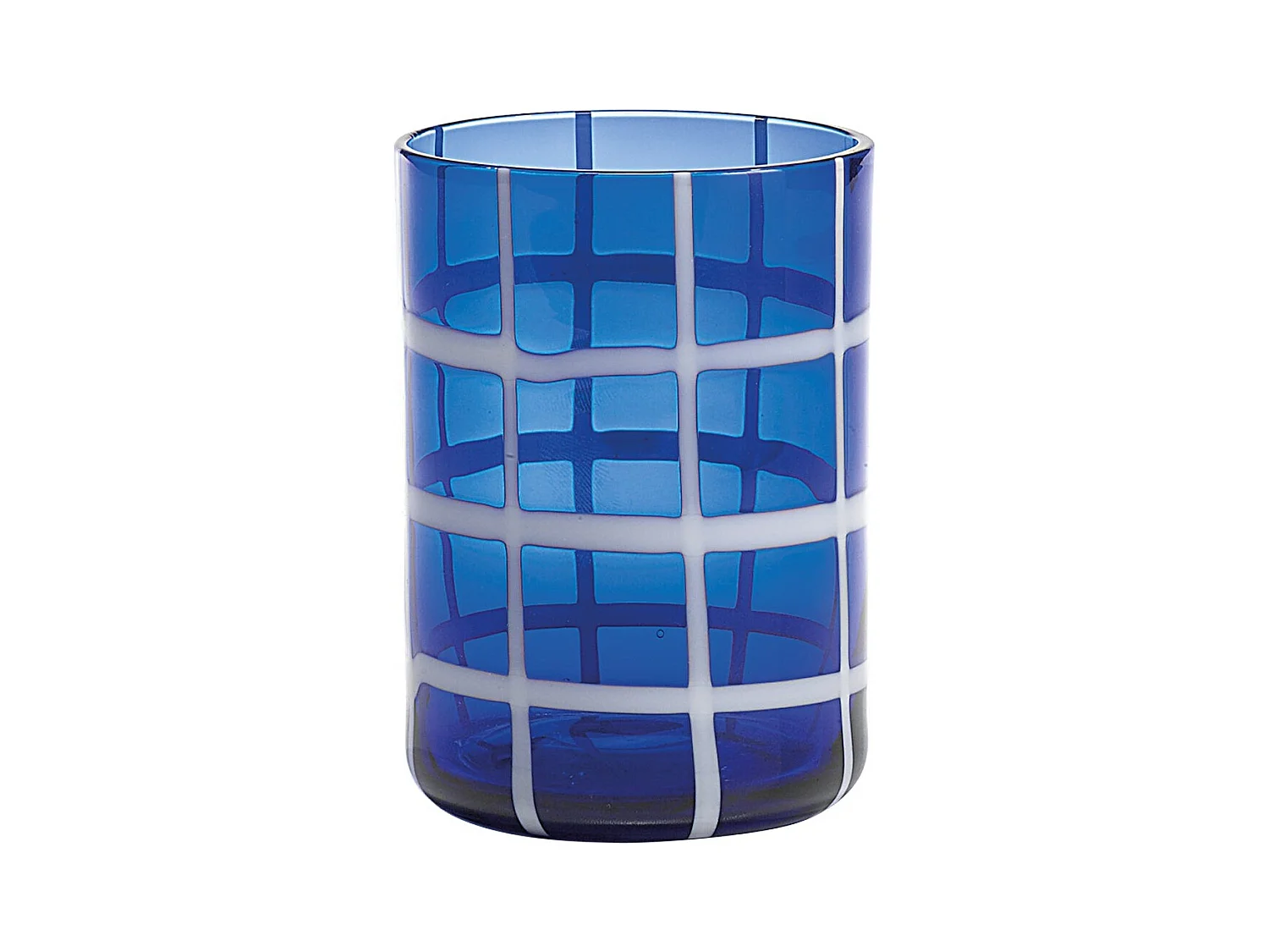 Zafferano Twiddle - Lot de 6 verres en verre soufflé bleu, 35 cl - Verres faits main avec décoration blanche, lavables au lave-vaisselle