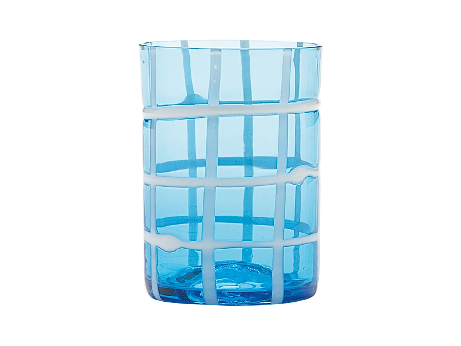 Zafferano Twiddle - Coffret de 6 verres aigue-marine en verre soufflé, 35 cl - Verres faits main avec décoration blanche, lavables au lave-vaisselle