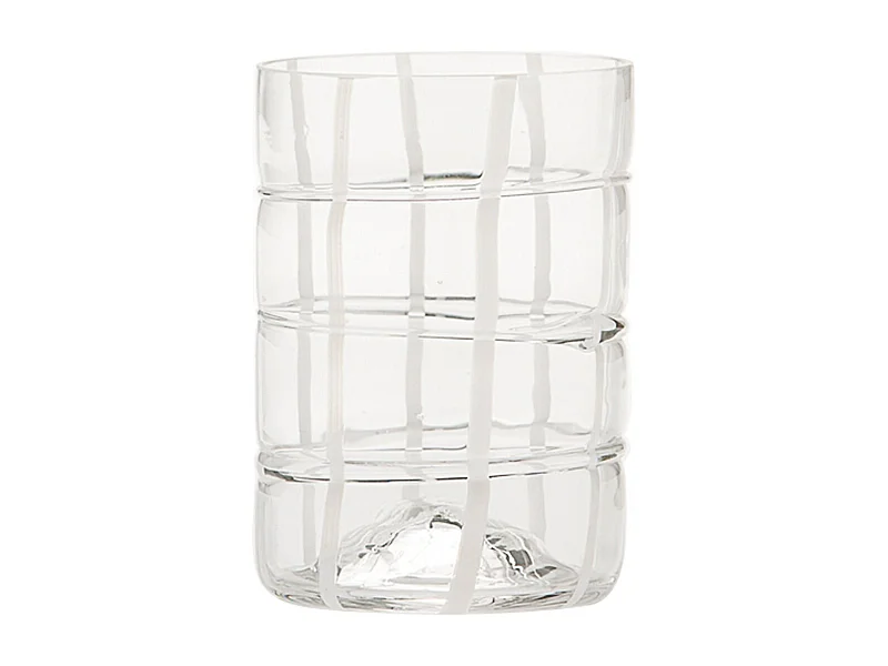 Zafferano Twiddle - Lot de 6 verres en verre soufflé transparent, 35 cl - Verres faits main avec décoration blanche, lavables au lave-vaisselle
