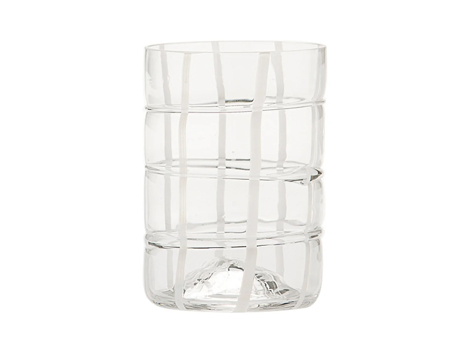 Zafferano Twiddle - Lot de 6 verres en verre soufflé transparent, 35 cl - Verres faits main avec décoration blanche, lavables au lave-vaisselle