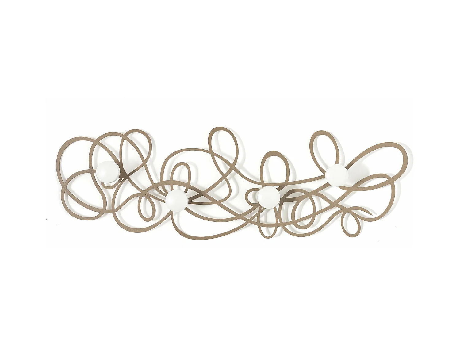 Porte-manteau mural Doodle 77 x 25 cm en fer beige avec boutons – Design moderne aux lignes entrelacées – Fixation murale – Fabriqué en Italie