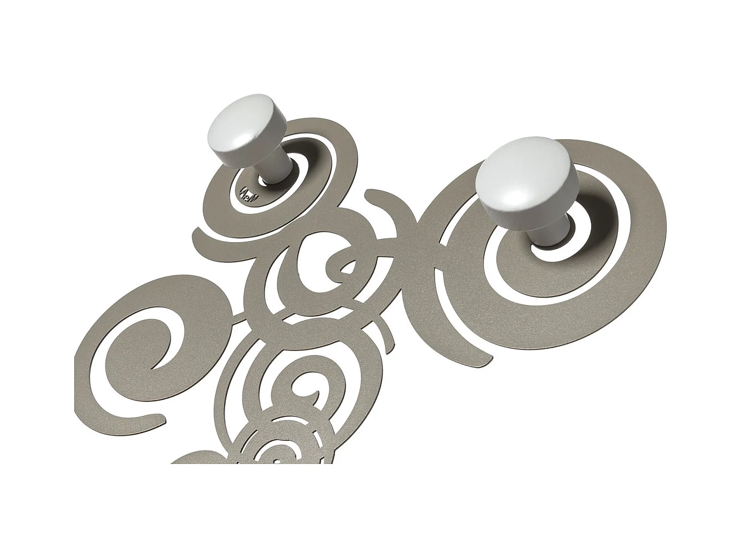 Porte-manteau mural Orfeo 29x29 cm en fer sable avec boutons en bois - Design moderne et linéaire avec fixation murale - Fabriqué en Italie