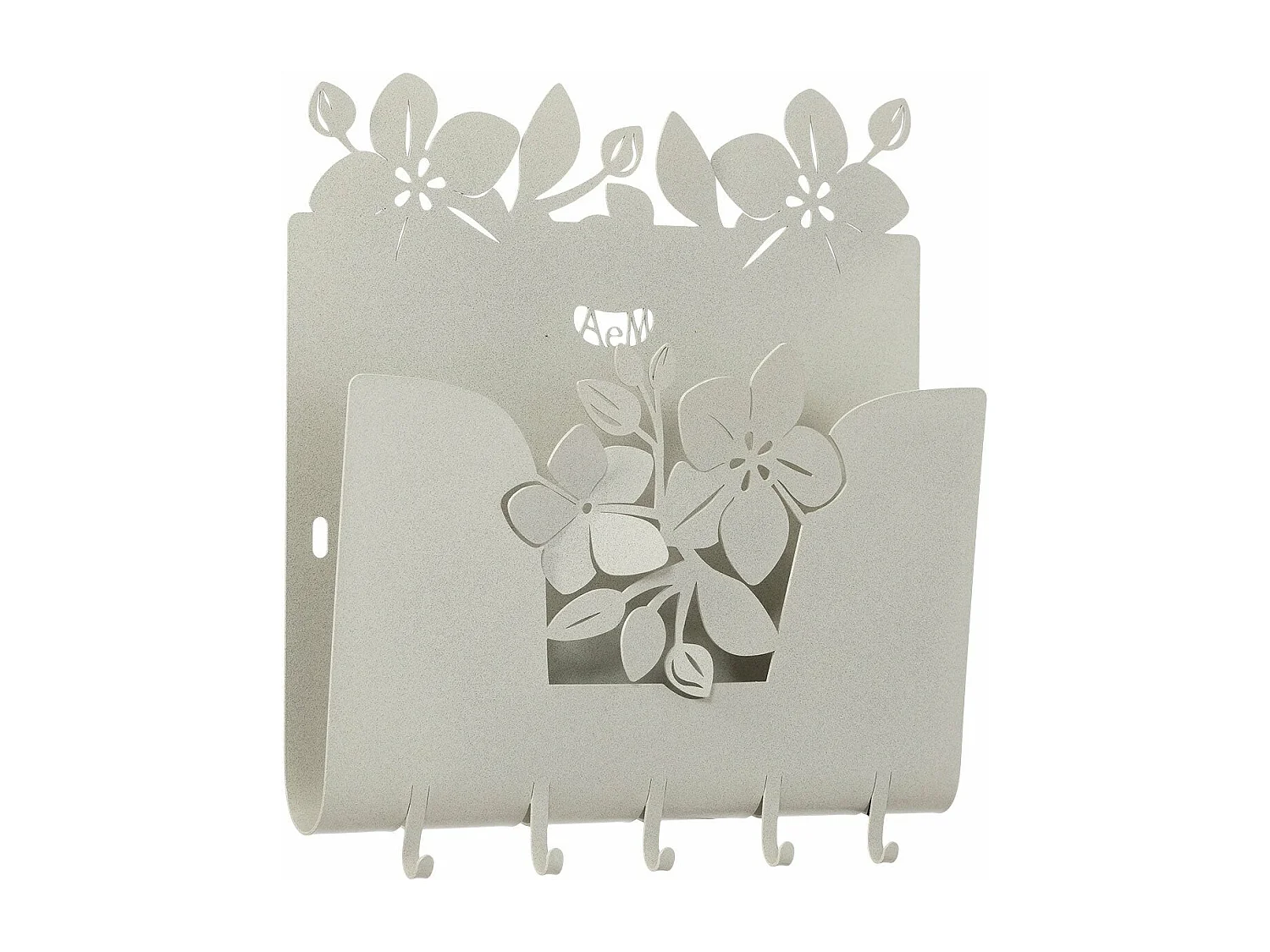 Porte-clés mural Romeo 28x5x24 cm en fer peint ivoire - Design moderne et décoratif avec fixation murale - Fabriqué en Italie