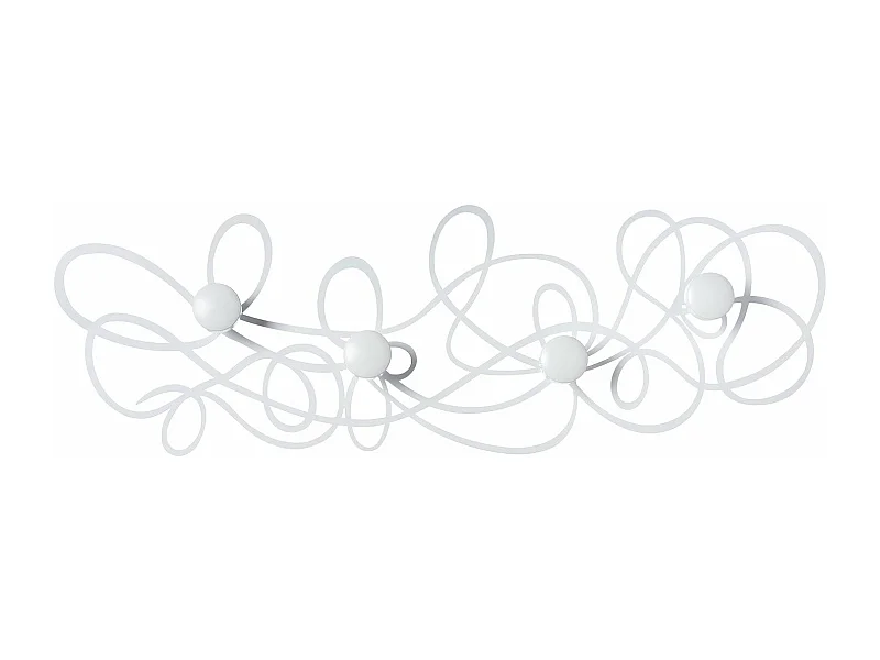 Porte-manteau mural Doodle 77 x 25 cm en fer blanc avec boutons – Design moderne aux lignes entrelacées – Fixation murale – Fabriqué en Italie