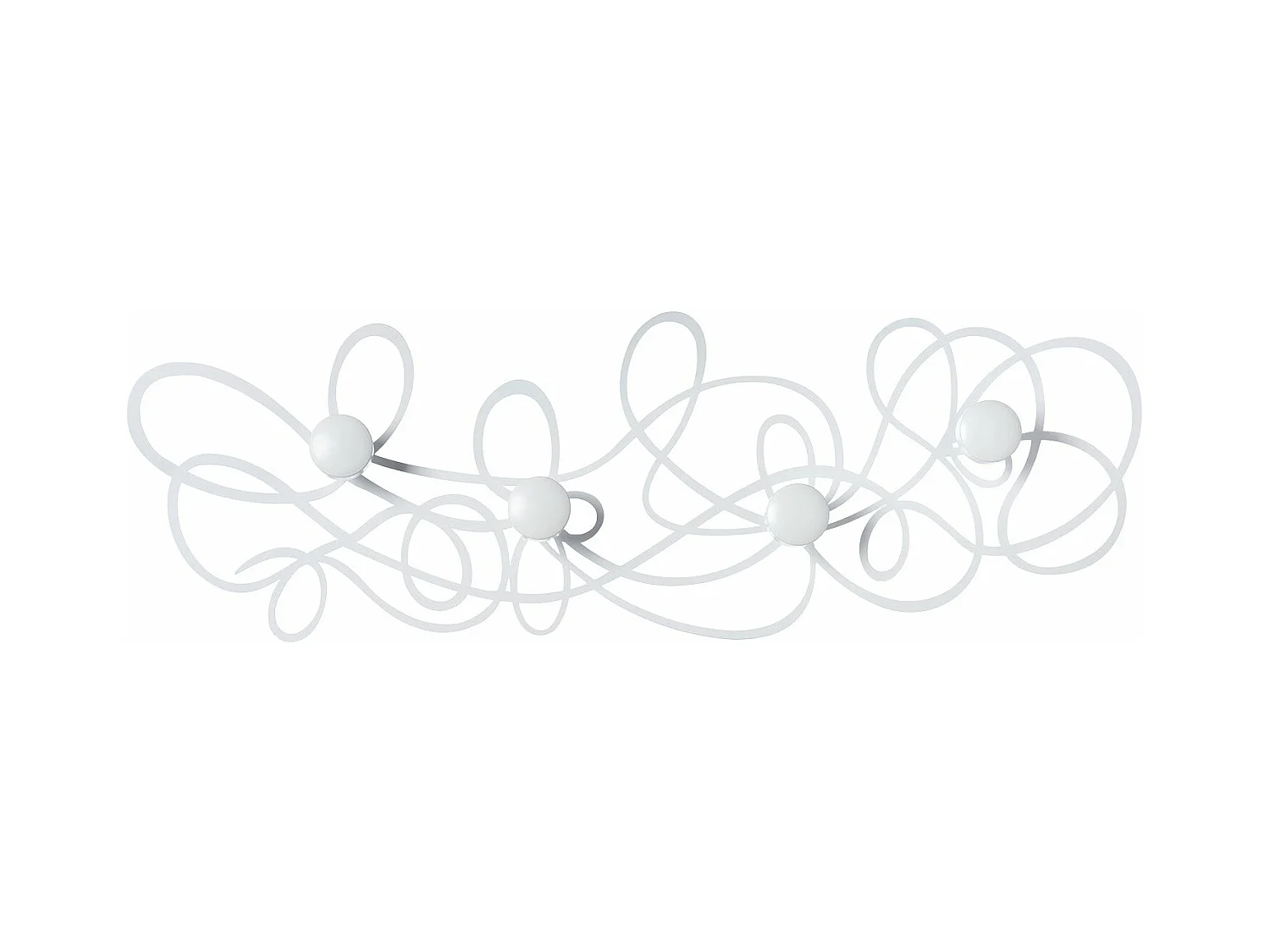 Porte-manteau mural Doodle 77 x 25 cm en fer blanc avec boutons – Design moderne aux lignes entrelacées – Fixation murale – Fabriqué en Italie