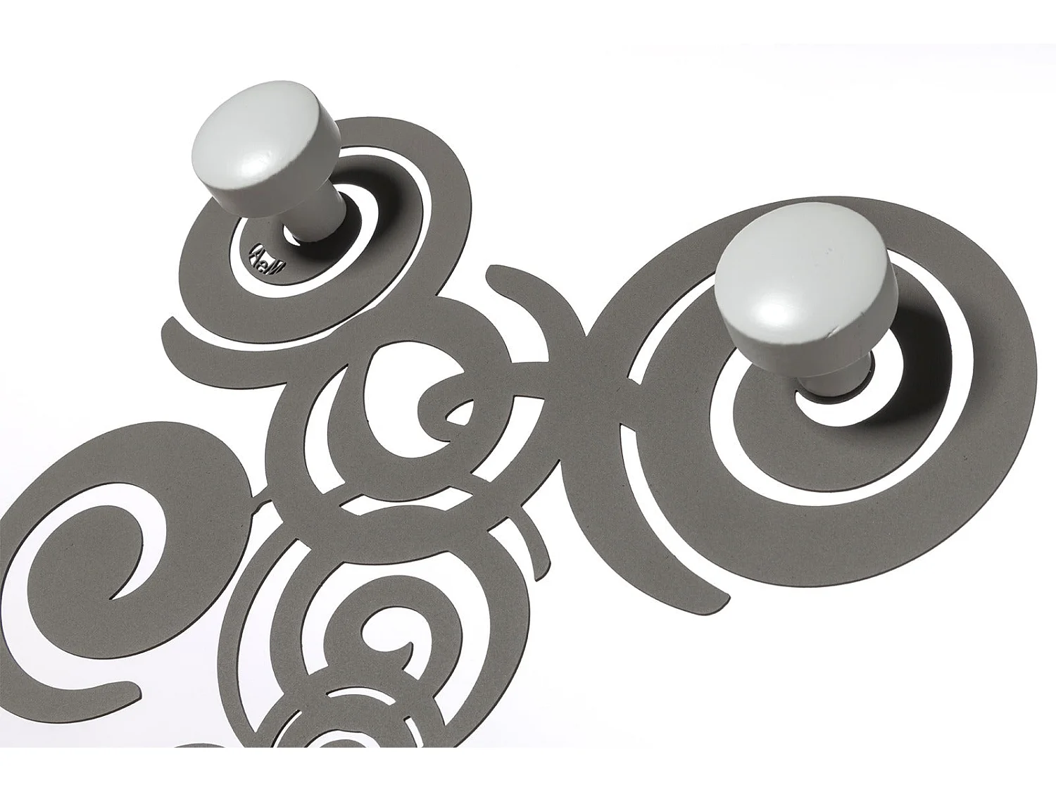 Cabide de parede Orfeo 29x29 cm em ferro fundido com puxadores de madeira - Design moderno e linear com fixação na parede - Fabricado na Itália