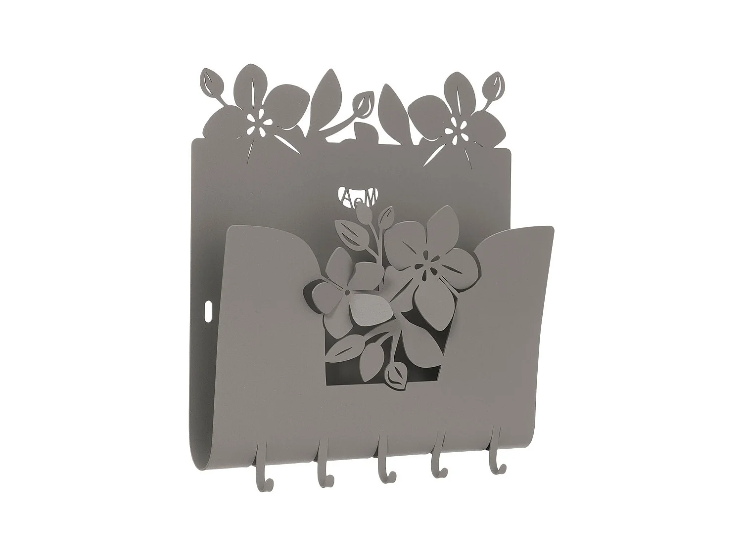 Porte-clés mural Romeo 28 x 5 x 24 cm en fer peint couleur boue - Design moderne et décoratif avec fixation murale - Fabriqué en Italie