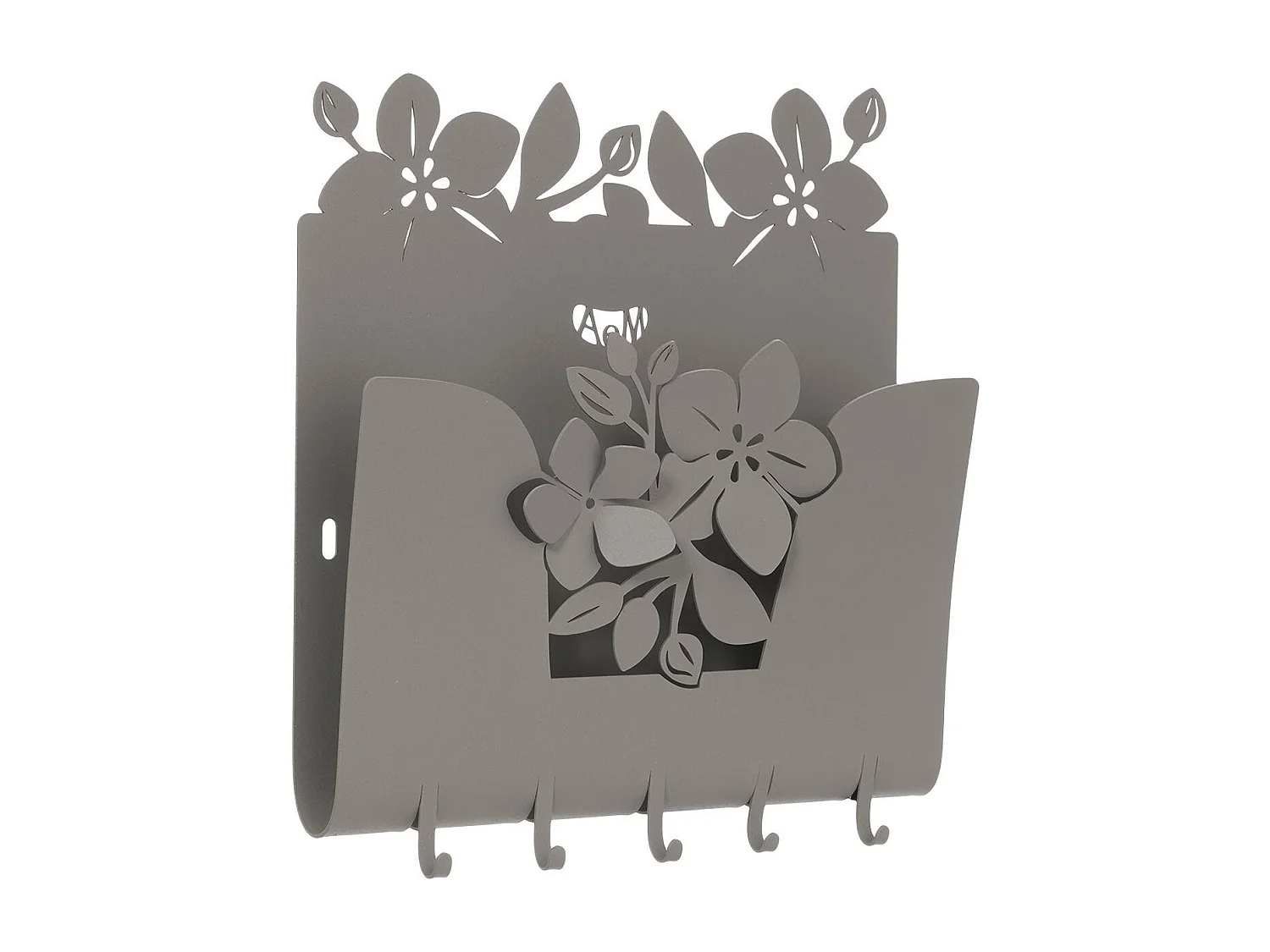 Porte-clés mural Romeo 28 x 5 x 24 cm en fer peint couleur boue - Design moderne et décoratif avec fixation murale - Fabriqué en Italie