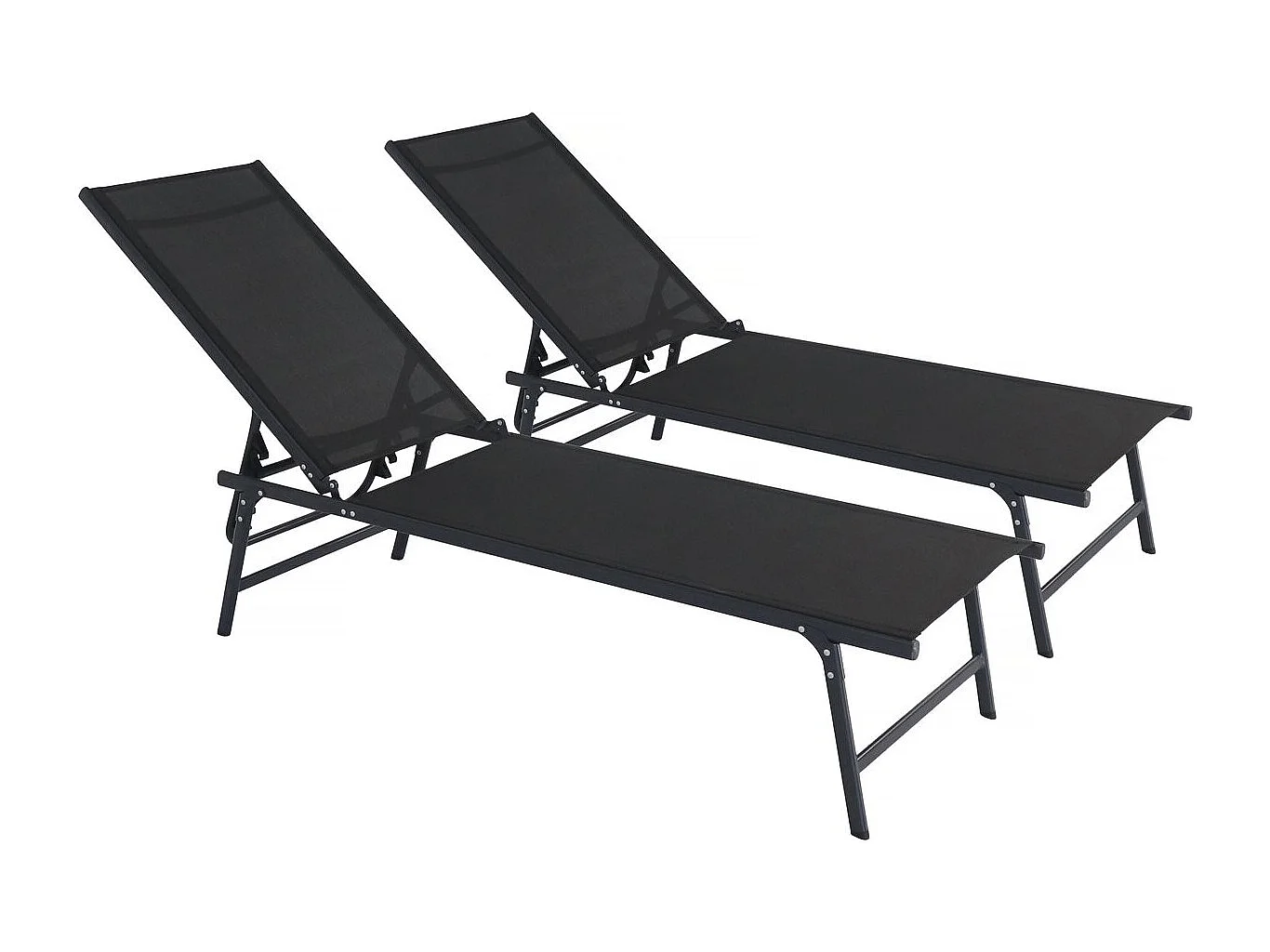 Lot de 2 bains de soleil en métal "Sublima" - 180 x 54 x 104 cm - Noir