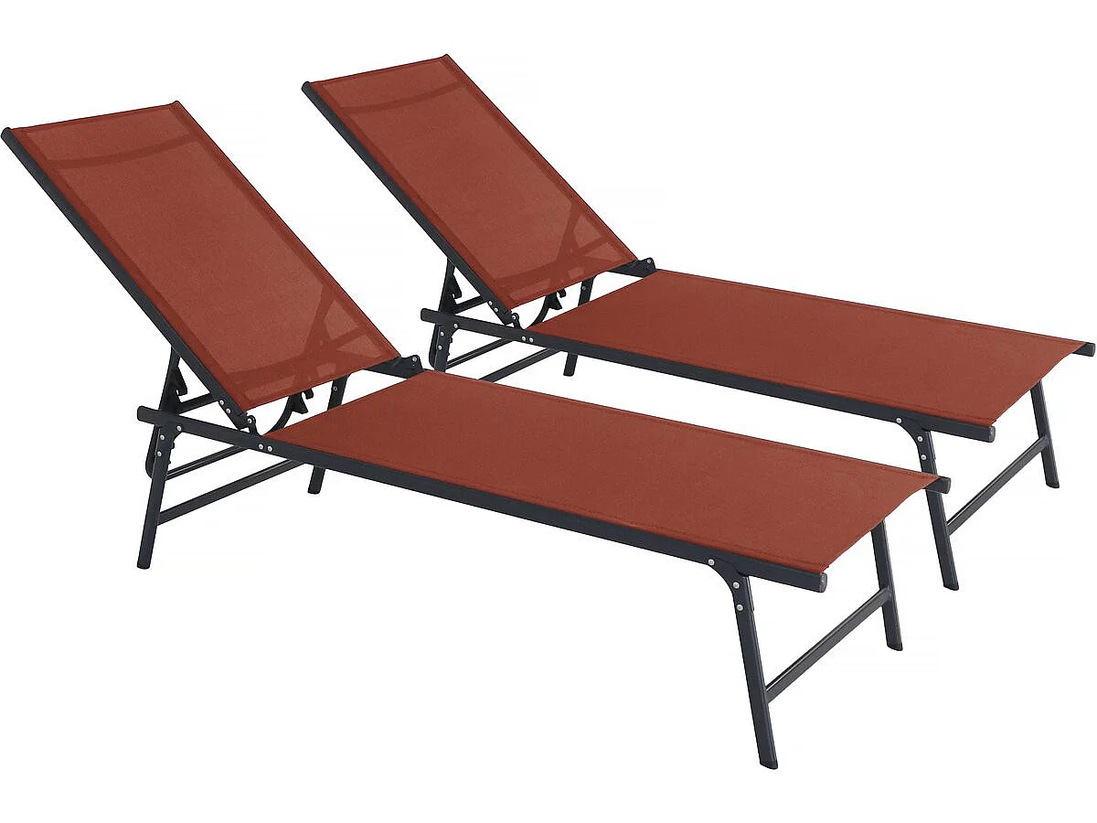 Set van 2 metalen ligbedden "Sublima" - 180 x 54 x 104 cm - Zwart