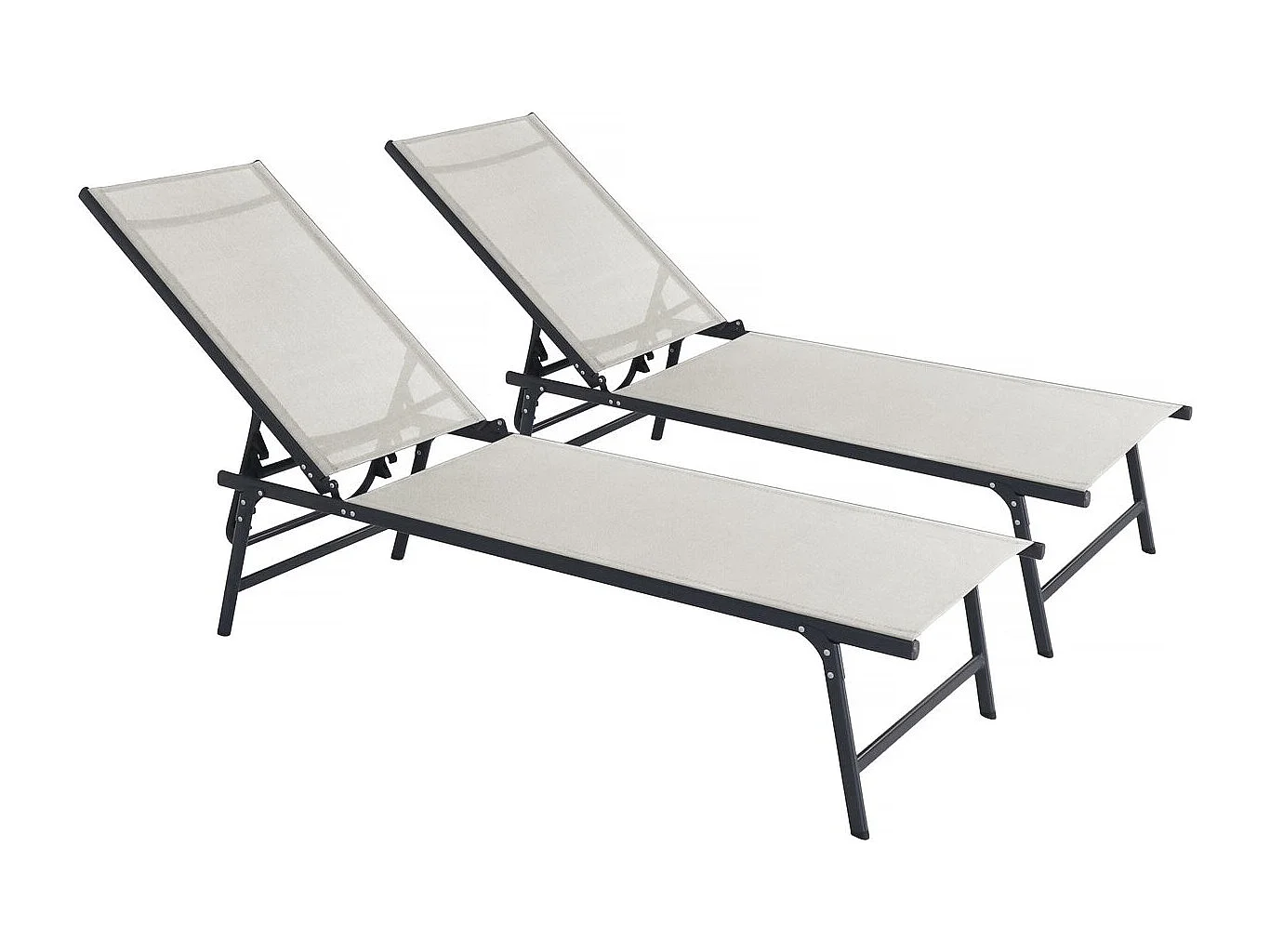 Lot de 2 bains de soleil en métal "Sublima" - 180 x 54 x 104 cm - Beige