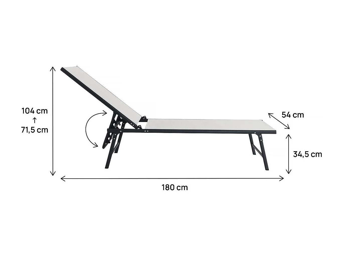 Lot de 2 bains de soleil en métal "Sublima" - 180 x 54 x 104 cm - Beige