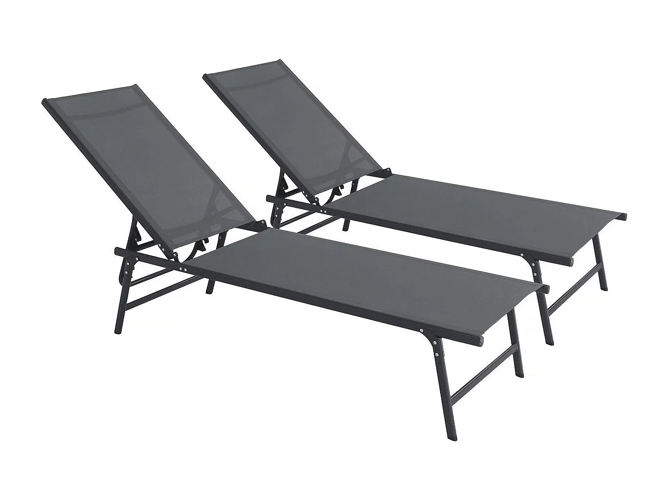 Lot de 2 bains de soleil en métal "Sublima" - 180 x 54 x 104 cm - Anthracite