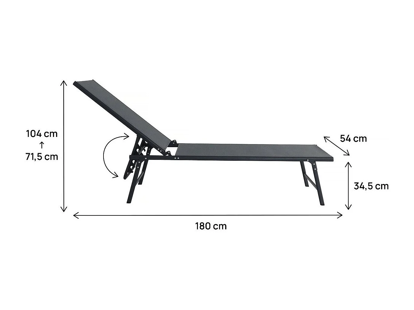 Lot de 2 bains de soleil en métal "Sublima" - 180 x 54 x 104 cm - Anthracite
